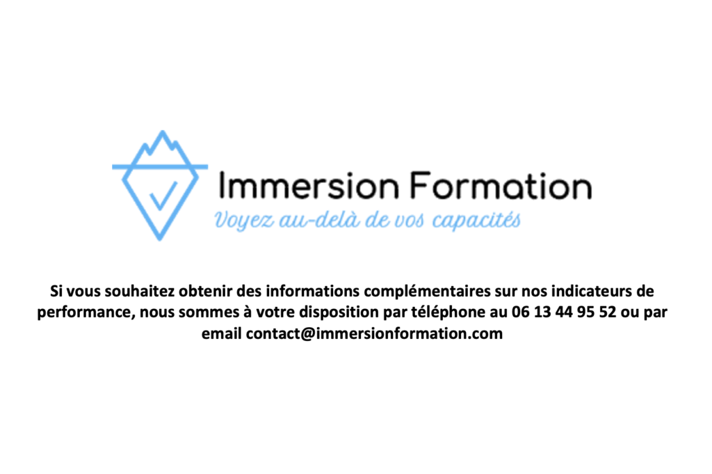 Indicateurs de performance immersion formation